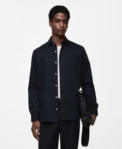 Mango Men's Slim-fit Cotton Shirt In Dark Navy