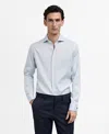 Mango Slim Fit Microprint Cotton Twill Button-up Shirt In Sky Blue