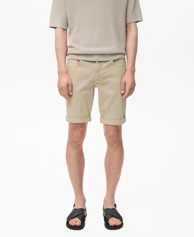Mango Men's Slim-fit Denim 11.5" Bermuda Shorts In Sand