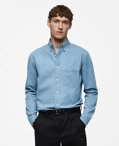 Mango Men's Slim-fit Denim Pocket Shirt In Medium Blue
