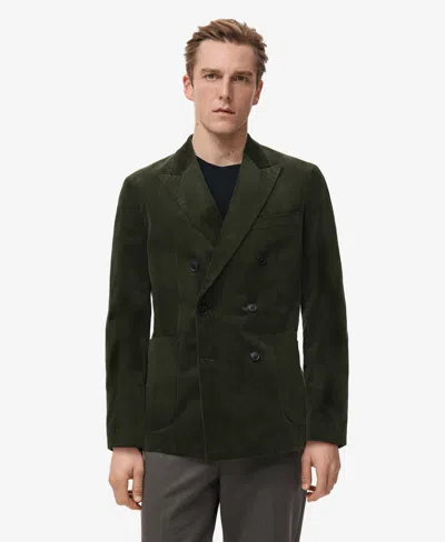 Mango Men's Slim-fit Double-breasted Corduroy Jacket In Green