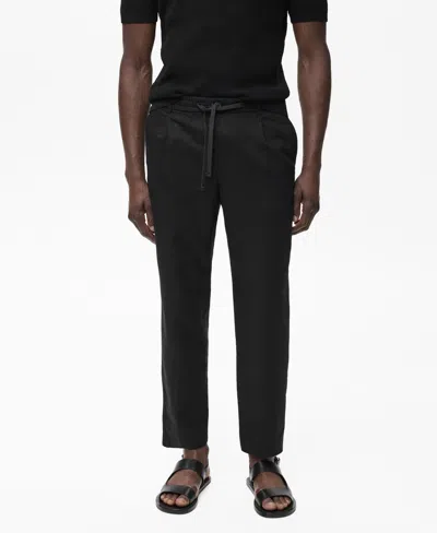 MANGO MEN'S SLIM-FIT DRAWSTRING LINEN PANTS