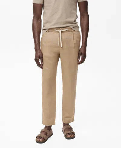 MANGO MEN'S SLIM-FIT DRAWSTRING LINEN PANTS