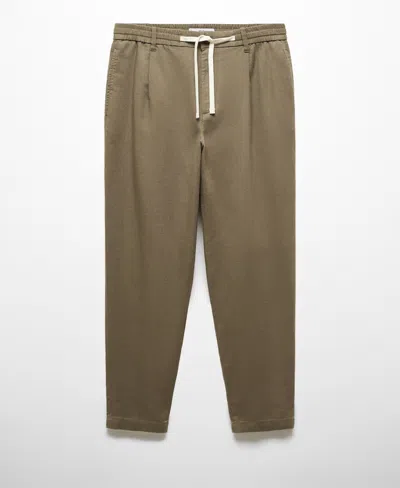 Mango Men's Slim-fit Drawstring Pants In Khaki