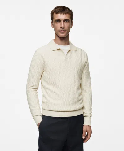 Mango Men's Slim-fit Fine-knit Polo Sweater In White