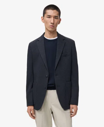 Mango Men's Slim-fit Herringbone Tailored Jacket In Blue