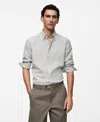 Mango Regular Fit Stripe Cotton Button-up Shirt In Green