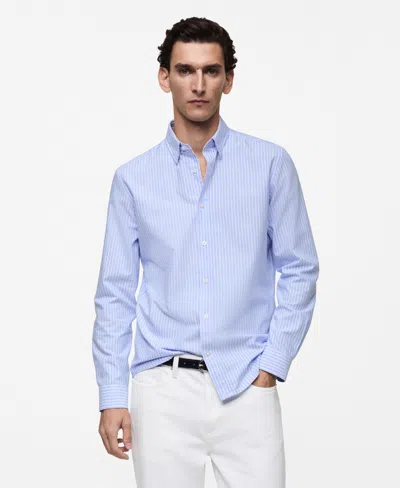Mango Men's Slim-fit Kodak-striped Cotton Shirt In Sky Blue