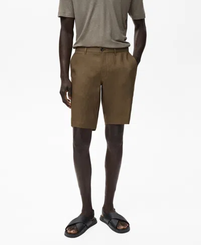 Mango Men's Slim-fit Linen Bermuda Shorts In Green