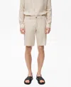 Mango Slim Fit Linen Bermuda Shorts In Neutral