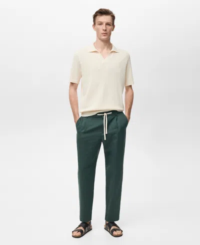 MANGO MEN'S SLIM-FIT LINEN-BLEND DRAWSTRING PANTS
