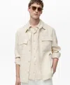 Mango Linen Overshirt With Pockets In Neutral