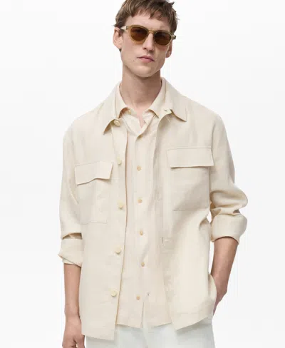 MANGO MEN'S SLIM-FIT LINEN OVERSHIRT