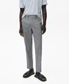 Mango Slim Fit Linen Blend Dress Pants In Gray