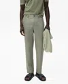 Mango Slim Fit Flat Front Linen Pants In Green