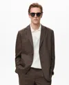 Mango Slim Fit Slub Lyocell & Linen Suit Jacket In Brown