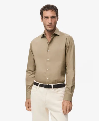 Mango Men's Slim-fit Lyocell Cotton Shirt In Brown