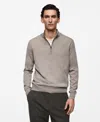 Mango Men's Slim-fit Merino Wool Quarter-zip Sweater In Medium Brown