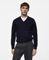 Mango Men's Slim-fit Merino Wool Quarter-zip Sweater In Dark Navy