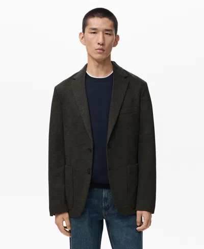Mango Men's Slim-fit Micro-check Jacket In Brown