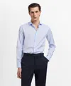 Mango Slim Fit Stripe Button-up Shirt With Contrast Collar In Blue