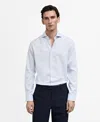 Mango Slim Fit Stripe Button-up Shirt With Contrast Collar In Sky Blue