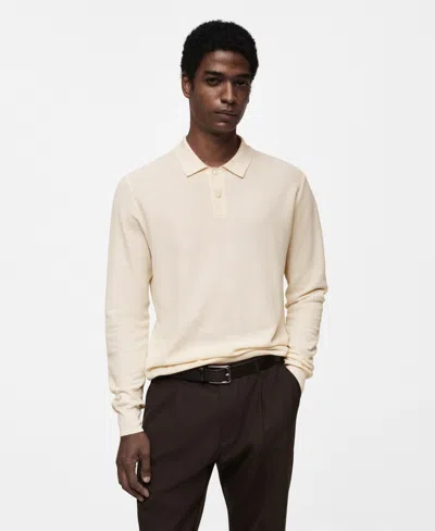 Mango Men's Slim-fit Micro-structured Knit Polo Shirt In Off White
