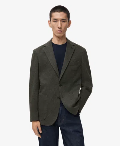Mango Men's Slim Fit Microstructure Blazer In Green