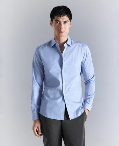 Mango Men's Slim Fit Non-iron Striped Shirt In Blue