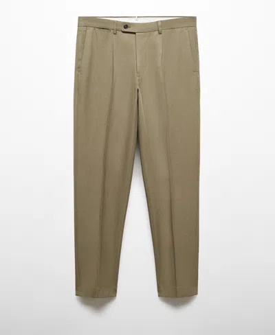 MANGO MEN'S SLIM-FIT PLEATED DRESS PANTS