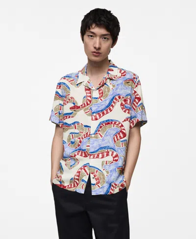 Mango Men's Slim-fit Printed Shirt In Red
