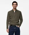 Mango Perkins Half Zip Sweater In Khaki