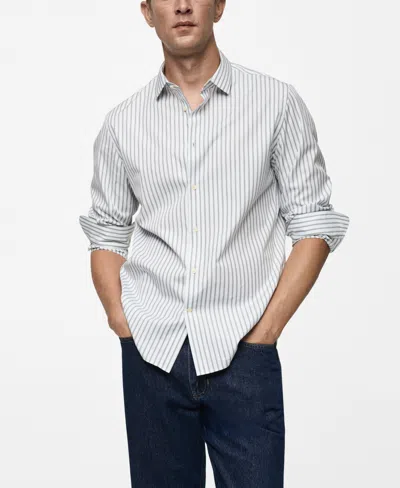 MANGO MEN'S SLIM-FIT STRIPED COTTON SHIRT