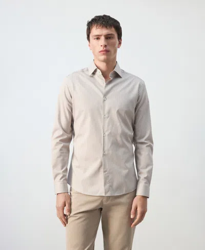 Mango Men's Slim Fit Striped Cotton Shirt In Neutral