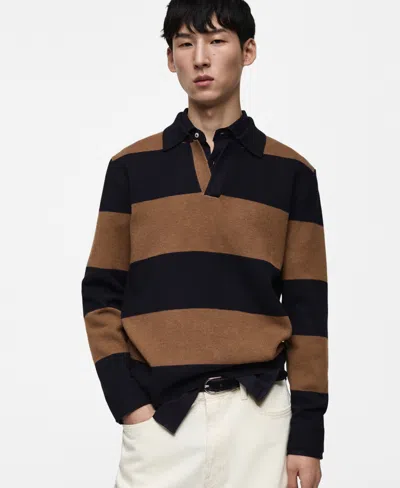 Mango Men's Slim-fit Striped Polo Sweater In Dark Navy