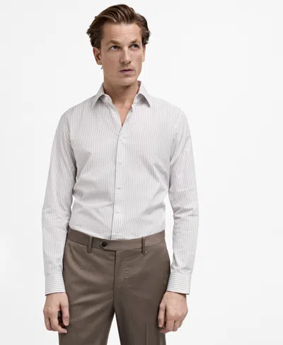 Mango Men's Slim-fit Striped Shirt In Grey