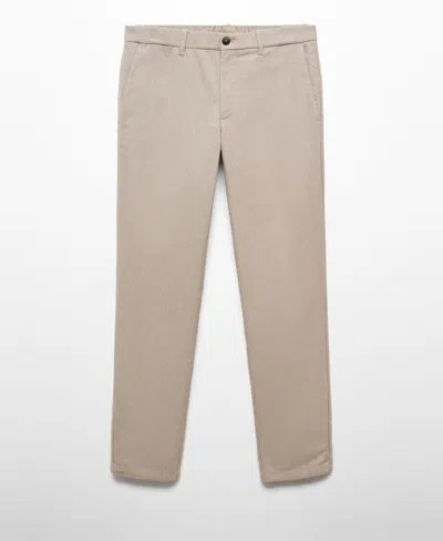Mango Men's Slim Fit Structured Cotton Pants In Beige