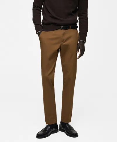 Mango Serge Slim Fit Chino Pants In Brown