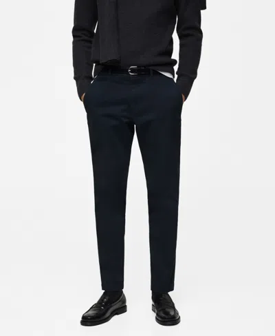 Mango Men's Slim-fit Tapered Crop Chino Pants In Dark Navy