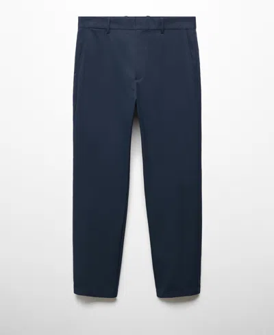 Mango Men's Slim Fit Technical Fabric Pants In Dark Navy