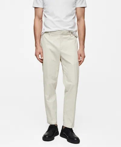 Mango Men's Slim Fit Technical Fabric Pants In Light,pastel Grey