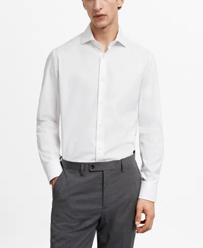 Mango Men's Slim-fit Textured Cotton Dress Shirt In White
