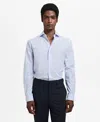 Mango Slim Fit Stripe Button-up Shirt With Contrast Collar In Blue