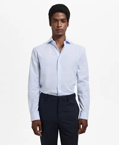MANGO MEN'S SLIM-FIT THOUSAND STRIPED DRESS SHIRT