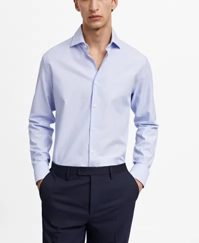 Mango Men's Slim-fit Twill Pinstripe Dress Shirt In Sky Blue