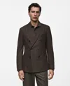 Mango Men's Slim-fit Virgin Wool Double-breasted Blazer In Brown