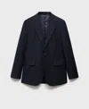 Mango Slim Fit Virgin Wool Suit Blazer In Dark Navy