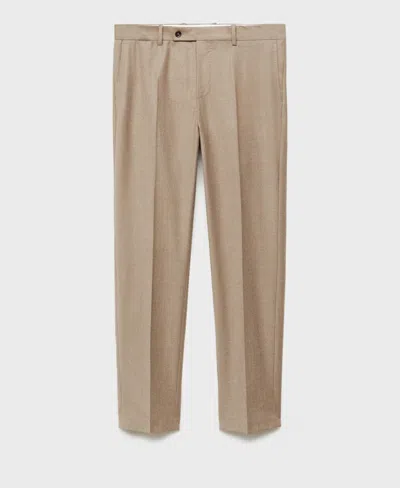 Mango Slim Fit Virgin Wool Dress Pants In Medium Brown