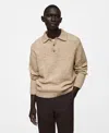 Mango Men's Slim-fit Knit Wool-blend Polo Sweater In Mink Gray