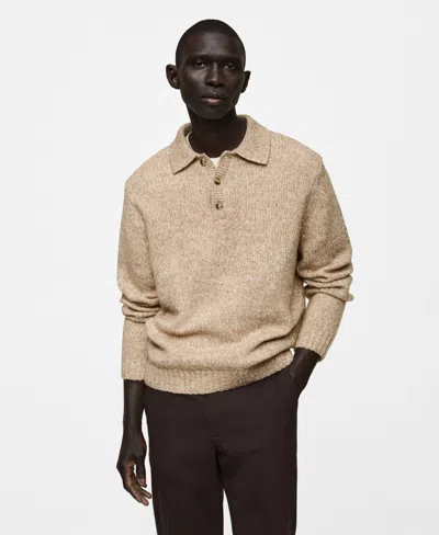MANGO MEN'S SLIM-FIT WOOL-BLEND KNIT POLO SWEATER
